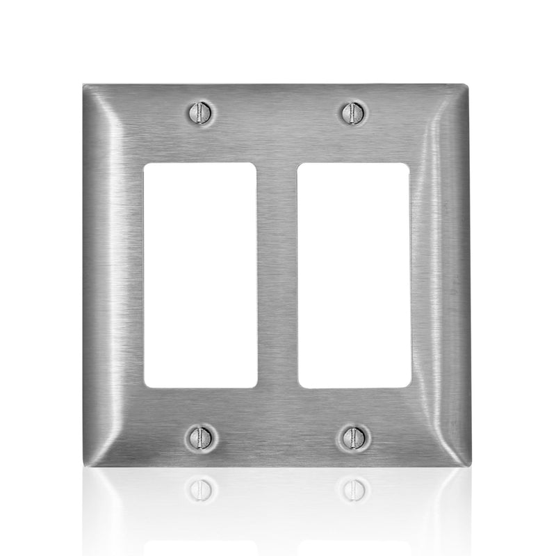 Leviton C-Series Stainless Steel 2 gang Metal Decorator Wall Plate SL262-000 1 pk