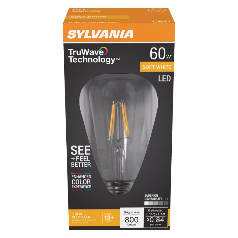 Sylvania TruWave ST19 E26 (Medium) LED Bulb Soft White 60 Watt Equivalence 40772 1 pk