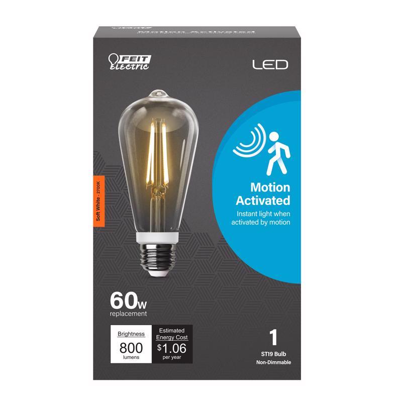 Feit ST19 E26 (Medium) LED Motion Activated Bulb Soft White 60 Watt Equivalence ST19C927CAMFILD 1 pk