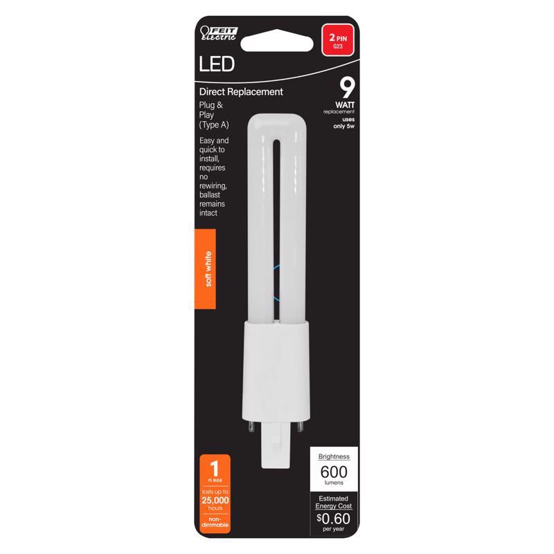 Feit Linear PL G23 LED Tube Light Soft White 9 Watt Equivalence BPPL9827LDG2HDR 1 pk