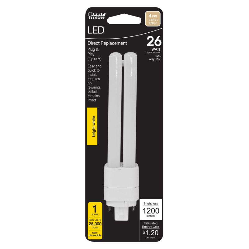Feit PL GX24Q-3 4-Pin LED Tube Light Bright White 26 Watt Equivalence BPLD26E835LG2HD 1 pk