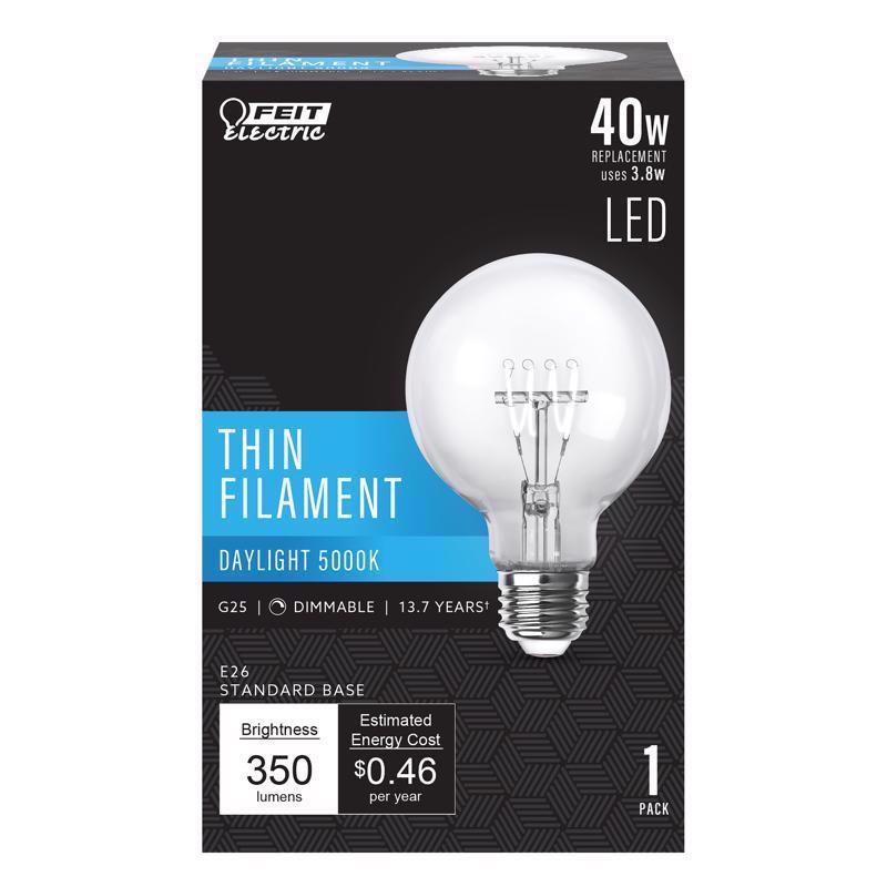 Feit G25 E26 (Medium) Filament LED Bulb Daylight 40 Watt Equivalence G2540H950CATFIL 1 pk