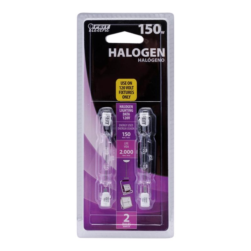 Feit 150 W T3 Tubular Halogen Bulb 2000 lm Bright White BPQ150T3CLS2TRP 2 pk