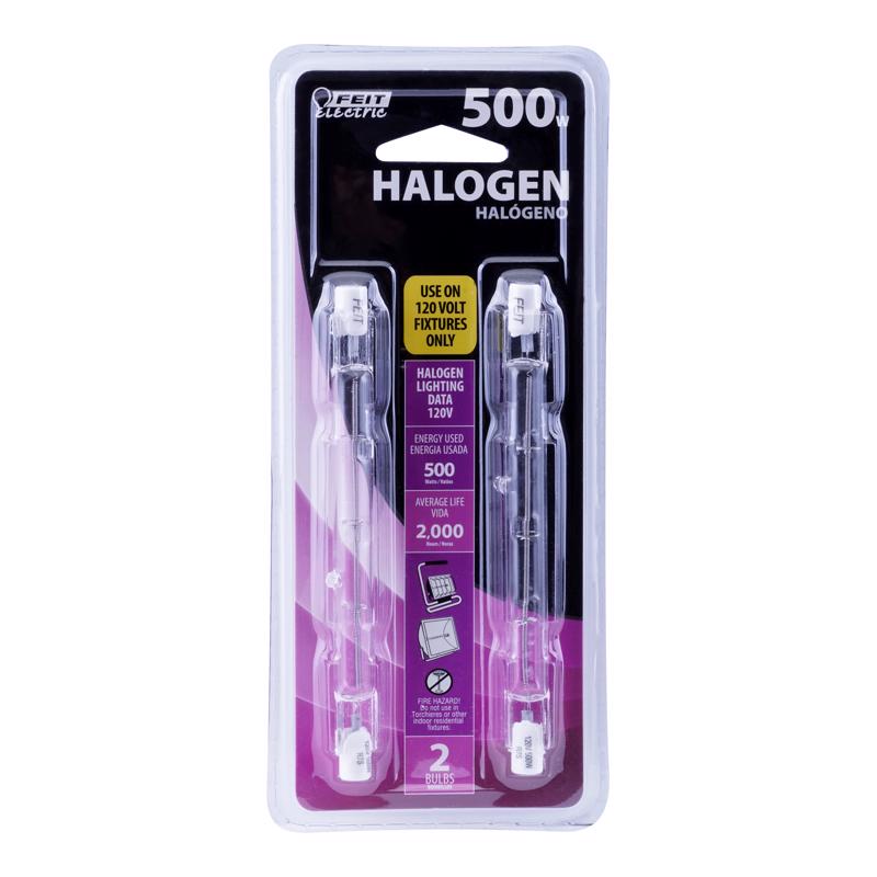 Feit 500 W T3 Tubular Halogen Replacement Bulb 8500 lm Bright White BPQ500T3/CL2TRP 2 pk