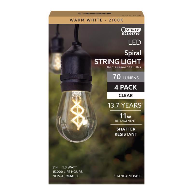 Feit S14 E26 (Medium) Filament LED Bulb Warm White 11 Watt Equivalence S14/S/FILED/4 4 pk