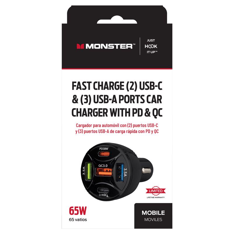 Monster Just Hook It Up 5 USB Car Charger JHIU0192 1 pk