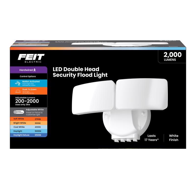 Feit Motion-Sensing Hardwired LED White Security Floodlight S9DFL5CCT/MM/WH