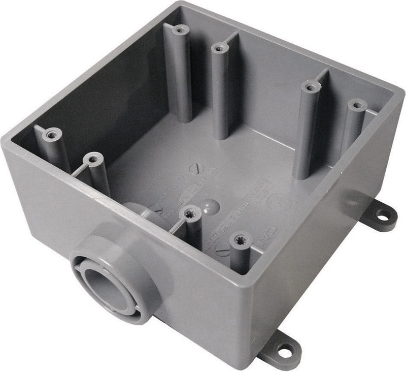 Cantex New Work 32 cu in Square PVC 2 gang Outlet Box Gray 5133381U
