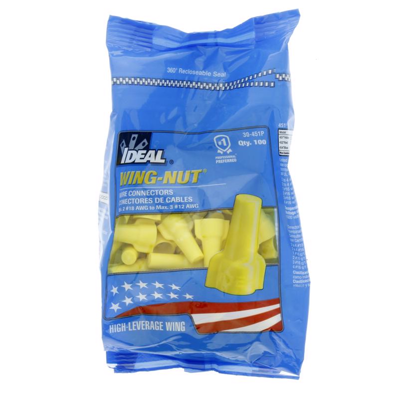 Ideal Industries Wing-Nut Insulated Wire Connector Yellow 30-451P 100 pk