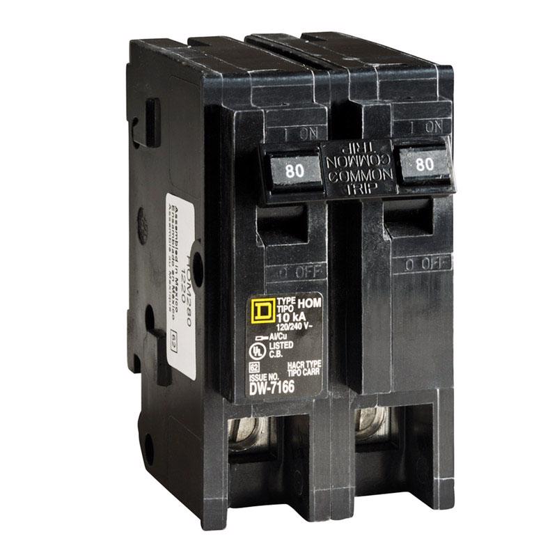 Square D HomeLine 80 amps Plug In 2-Pole Circuit Breaker HOM280CP