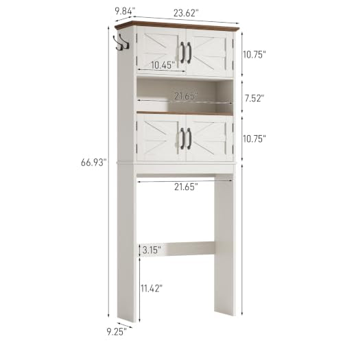 Over the Toilet Storage Cabinet with 4 Barn Doors
