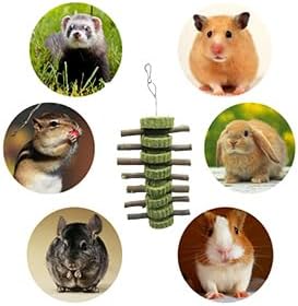 Hamiledyi 3Pieces Bunny Chew Toys for Teeth Natural Fruit Twigs Handmade Timothy Alfalfa Hay Grass Cakes for Guinea Pigs Hamsters Dwarf Rabbits Chinchillas Gerbils Improves Dental Health