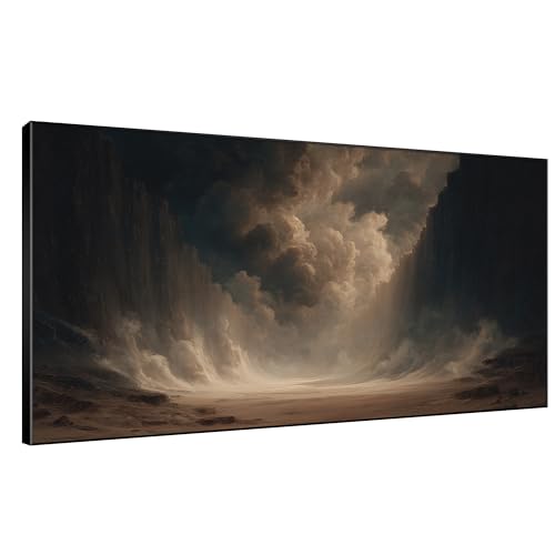 36"x72" Extra Large Framed Wall Art Dramatic Canyon Storm Cloudscape Illustration for Home Living Room Bedroom Decor