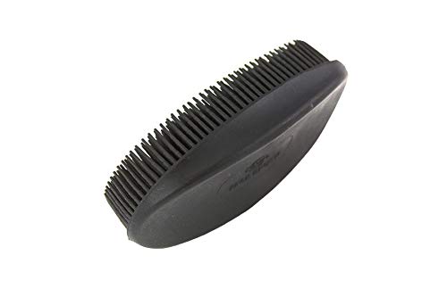 Grewal Equestrian Oval Face Grooming & Bathing Curry Brush for Horses, Dogs, Cats, & Other Pets - Very Soft Bristles (Black)