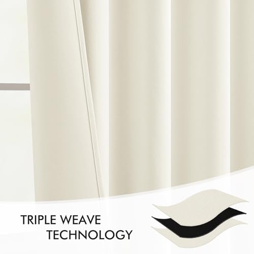 Cream Back Tab Blackout Curtains 52x84 Inch Length 2 Panels Set (2 Count)