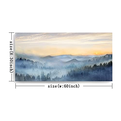 Wall Decor for Living Room Sunrise Misty Forest Print Picture Paintings Wall Art for Bedroom Bathroom Framed Large Canvas Artwork Modern Room Wall Decorations Size 60x30 inches Ready to Hang