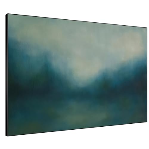 60"x72" Extra Large Framed Wall Art Misty Blue Landscape Abstract Ocean and Sky Illustration for Home Living Room Bedroom Decor