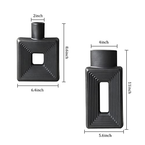 Black Ceramic Vase Set of 2 (2 Count)
