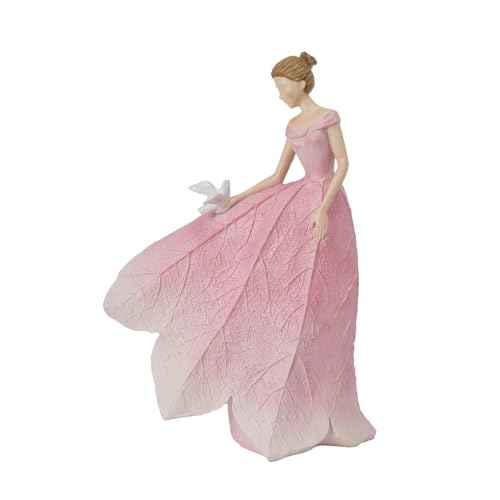 Pink Leaf Angel Girls Fairy Statue