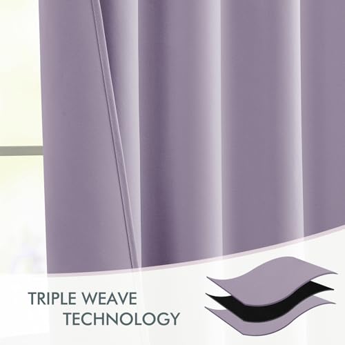 Lilac Back Tab Blackout Curtains 52x102 Inch Long 2 Panels Set (2 Count)