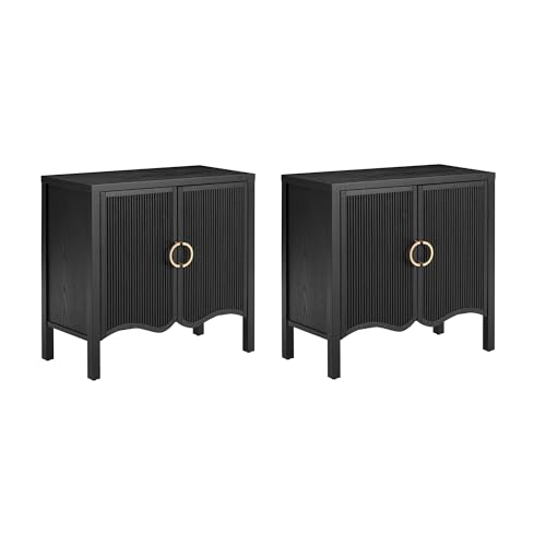 Scott Transitional Fluted Accent Cabinet or Storage Cabinet for Living Room or Entryway with Solid Wood Panel