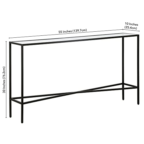 Henley 55'' Wide Rectangular Console Table with Glass Top in Blackened Bronze