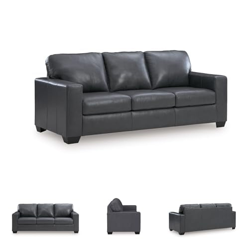 Blue Leather Match Sofa