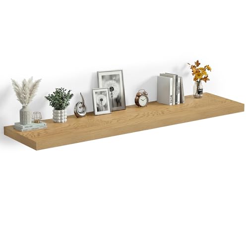 55 x 12 Deep Floating Shelves Wall Mounted Set of 1 Oak
