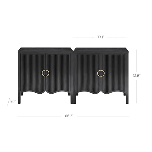 Scott Transitional Fluted Accent Cabinet or Storage Cabinet for Living Room or Entryway with Solid Wood Panel