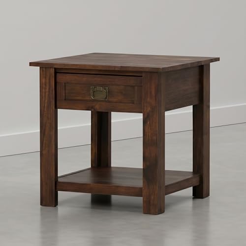 Monroe 22" Wide Solid Wood End Table in Distressed Ash Brown