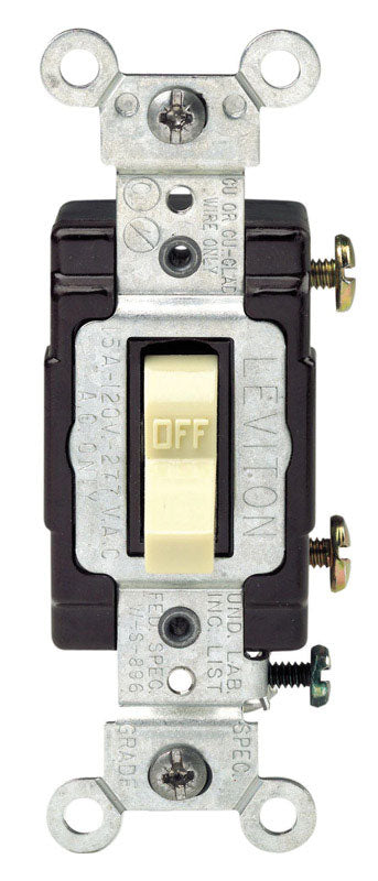 Leviton Commercial Illuminated 15 amps Toggle Switch Ivory C21-05501-LHI 1 pk