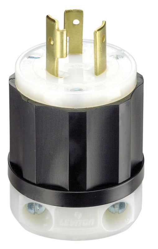 Leviton Industrial Thermoplastic Grounding Locking Plug L6-20P 16-10 AWG 2 Pole 3 Wire 02321-0BX