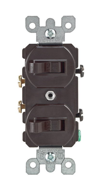 Leviton 15 amps Single Pole Toggle Switch Brown 05224-02S 1 pk