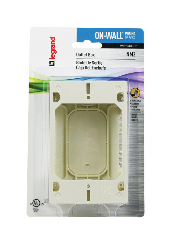 Legrand Rectangle Plastic 1 gang Outlet Box Ivory NM2