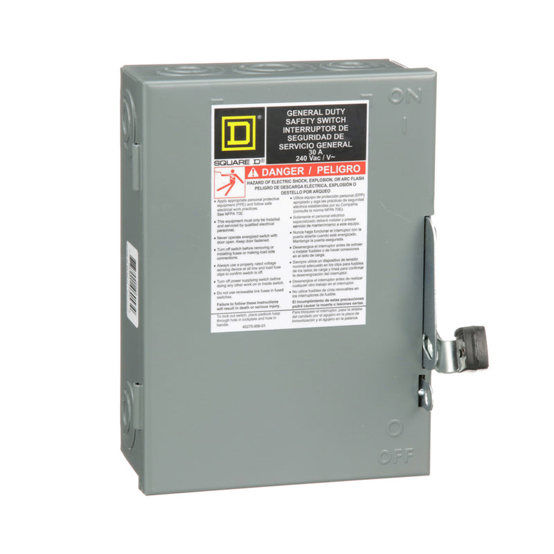 Square D 30 amps Plug In 2-Pole Fuse Safety Switch D211NCP