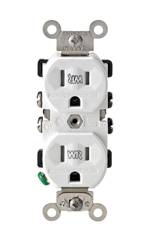 Leviton 15 amps 125 V Duplex White Outlet 5-15R TWR15-00W 1 pk