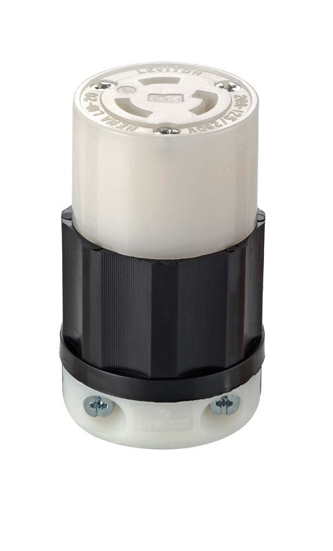 Leviton Industrial Nylon Non-Grounding Locking Connector L10-20R 16-10 AWG 3 Pole 3 Wire 02363-0PB