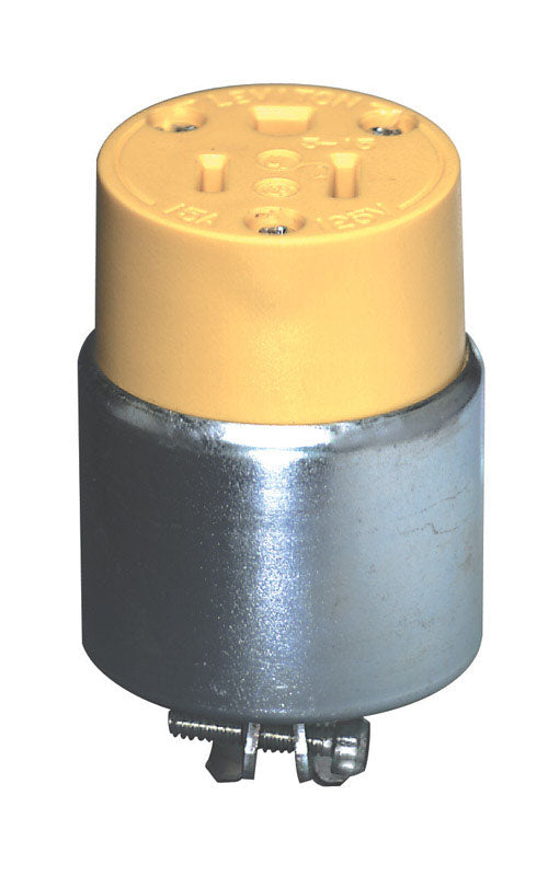 Leviton Commercial Armored Ground/Straight Blade Connector 5-15R 18-12 AWG 2 Pole 3 Wire C30-515CA-000