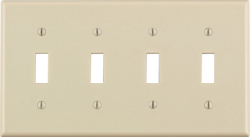 Leviton Almond 4 gang Thermoset Plastic Toggle Wall Plate 78012-000 1 pk