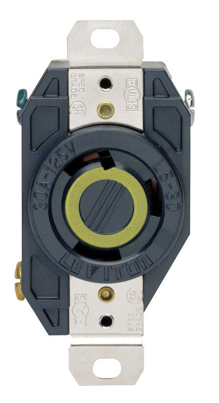 Leviton V-0-MAX 30 amps 125 V Single Black Locking Receptacle L5-30R 02610-0BX 1 pk