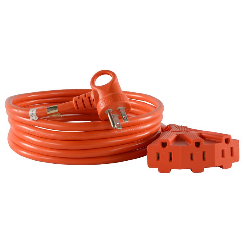 Conntek Indoor or Outdoor 12 ft. L Orange Triple Outlet Cord 14/3 SJTW 24342-144