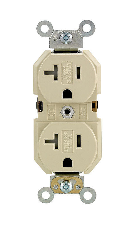 Leviton 20 amps 125 V Duplex Ivory Outlet 5-20R TBR20-00I 1 pk