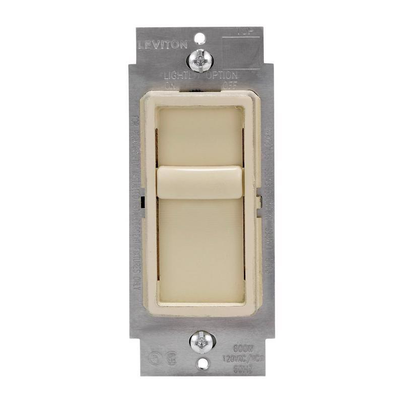 Leviton Decora SureSlide Ivory 600 W Slide Dimmer Switch C21-06672-1LI 1 pk