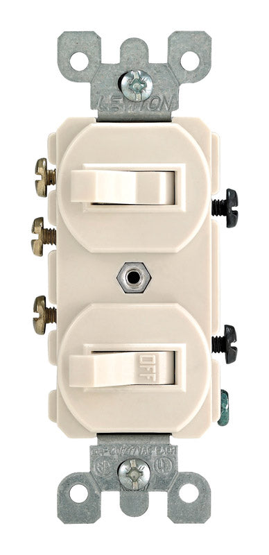 Leviton 15 amps Single Pole or 3-way Rocker Duplex Combination Switch Light Almond 05241-0TS 1 pk