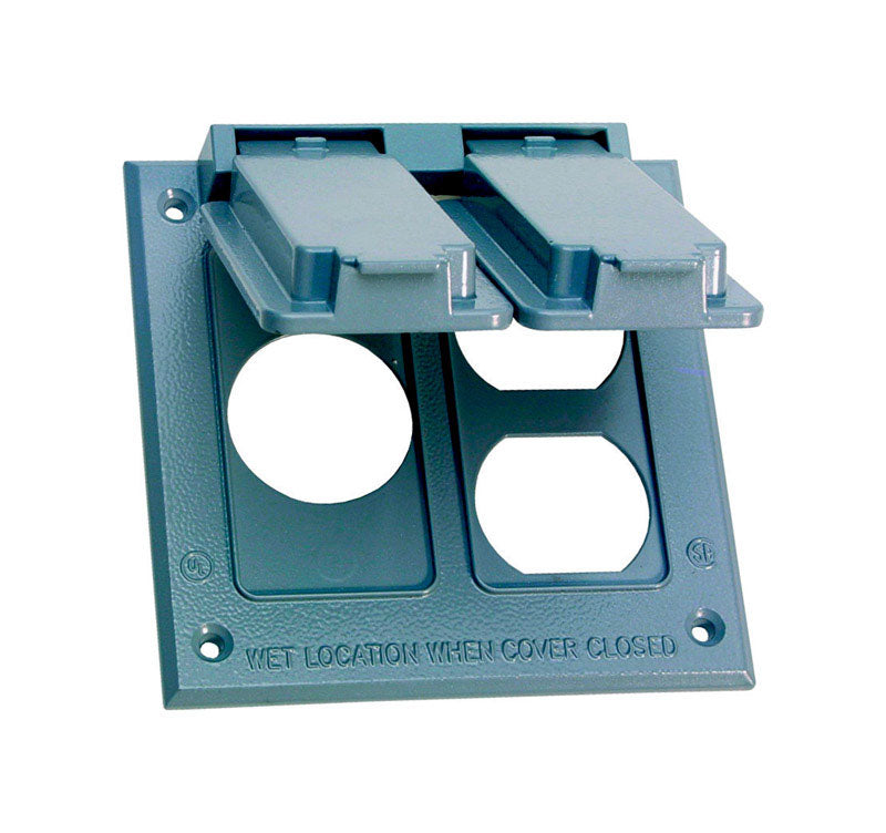 Sigma Engineered Solutions Square Die-Cast Metal 2 gang 4.54 in. H X 4.54 in. W Combo Box Cover 14346