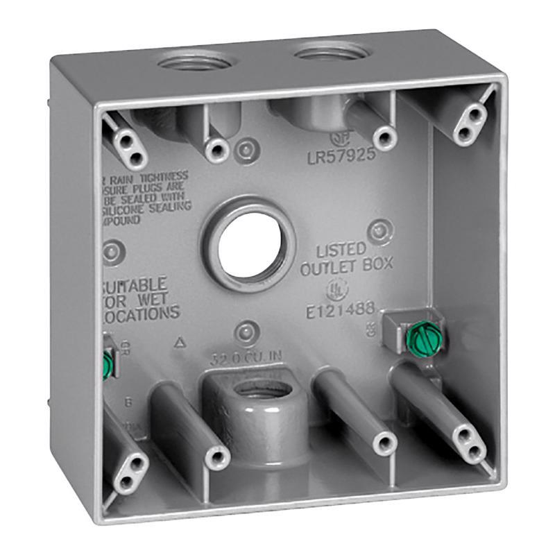 Sigma Engineered Solutions New Work 31 cu in Square Die-Cast Metal 2 gang Weatherproof Box Gray 14351