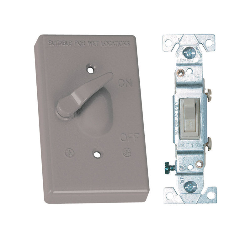 Sigma Engineered Solutions Rectangle Die-Cast Metal 1 gang 4.57 in. H X 2.83 in. W Toggle Switch and Cover 14218