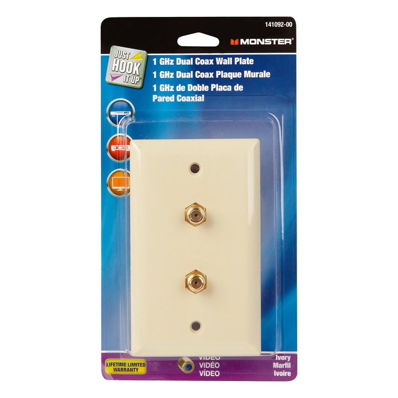 Monster Just Hook It Up Ivory 1 gang Plastic Coaxial Wall Plate 141092-00 1 pk