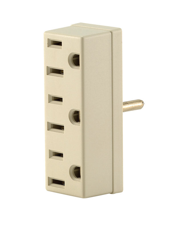 Leviton Grounded 3 outlets Outlet Adapter 00697-00I 1 pk
