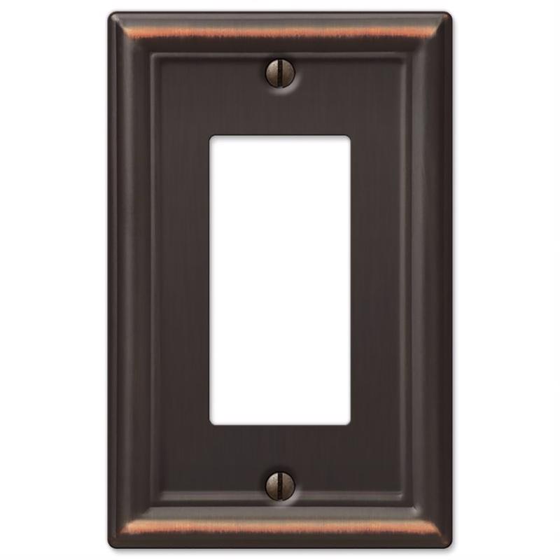 Amerelle Chelsea Aged Bronze 1 gang Stamped Steel Decorator Wall Plate 149RDB 1 pk